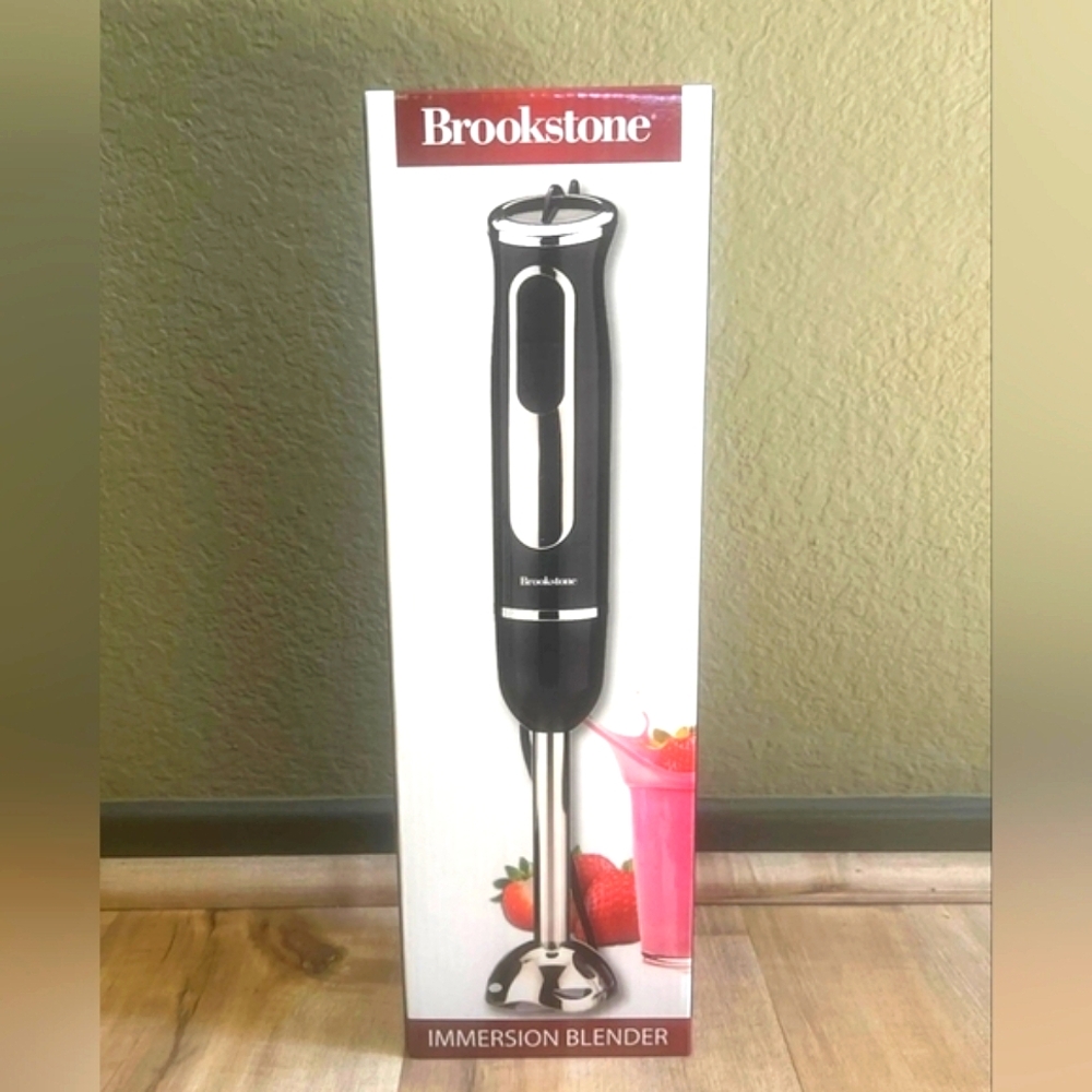 NIB Brookstone Black and Silver Immersion Blender